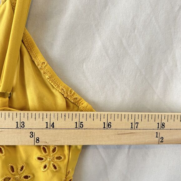 Ripcurl Women’s Open Back Eyelet One Piece Bodysuit Size 10 Yellow Colorful - Picture 8 of 9